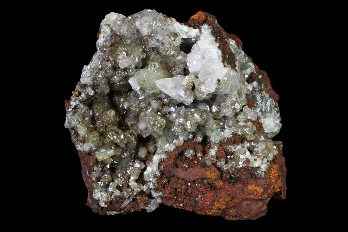 Gemmy, Adamite Crystals With Calcite - Ojuela Mine, Mexico #155318